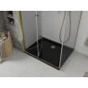 Mexen Lima faltbare Duschkabine 90 x 100 cm, transparent, gold + Flat Duschwanne, schwarz - 856-090-100-50-00-4070G