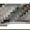 Mexen Lima faltbare Duschkabine 100 x 80 cm, transparent, gold + Flat Duschwanne, schwarz - 856-100-080-50-00-4070G