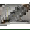 Mexen Lima faltbare Duschkabine 100 x 80 cm, transparent, gold + Flat Duschwanne, schwarz - 856-100-080-50-00-4070G