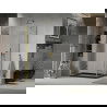 Mexen Lima faltbare Duschkabine 100 x 80 cm, transparent, gold + Flat Duschwanne, schwarz - 856-100-080-50-00-4070G