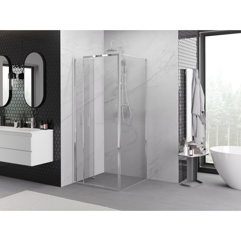 Mexen Exo-F vikbar duschkabin 70 x 70 cm, transparent, krom - 816-070-070-01-00