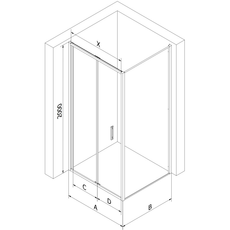 Mexen Exo-F saliekama dušas kabīne 85 x 85 cm, caurspīdīga, hromēta - 816-085-085-01-00
