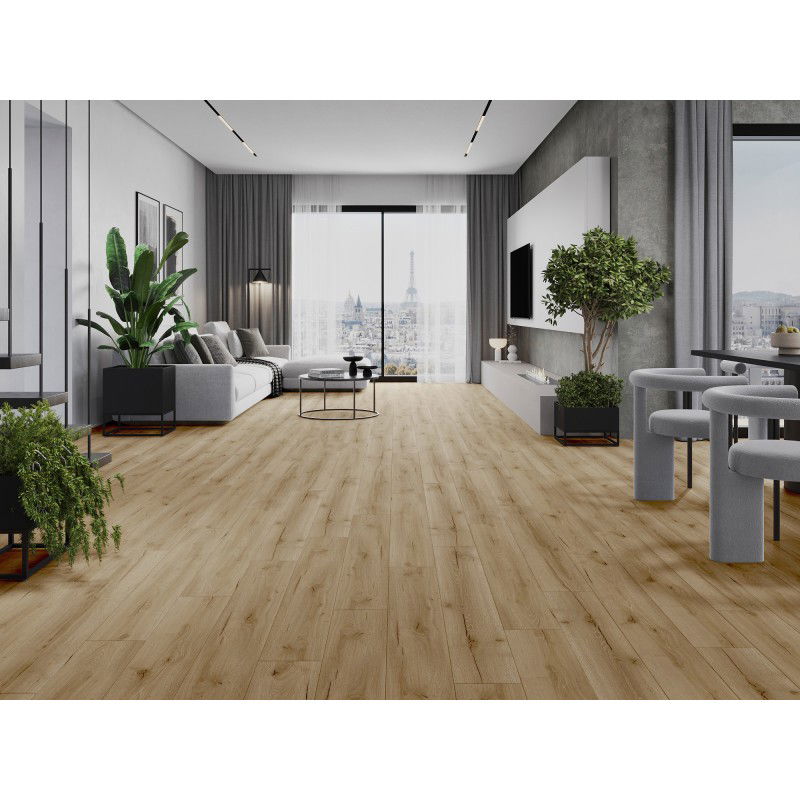 Mexen Buffalo vinilne plošče 1227 x 187 mm LVT Dryback 2,5 mm, PVC podloga, 4 V-reža, Hrast - F1307-1227-187-255-4V1-01