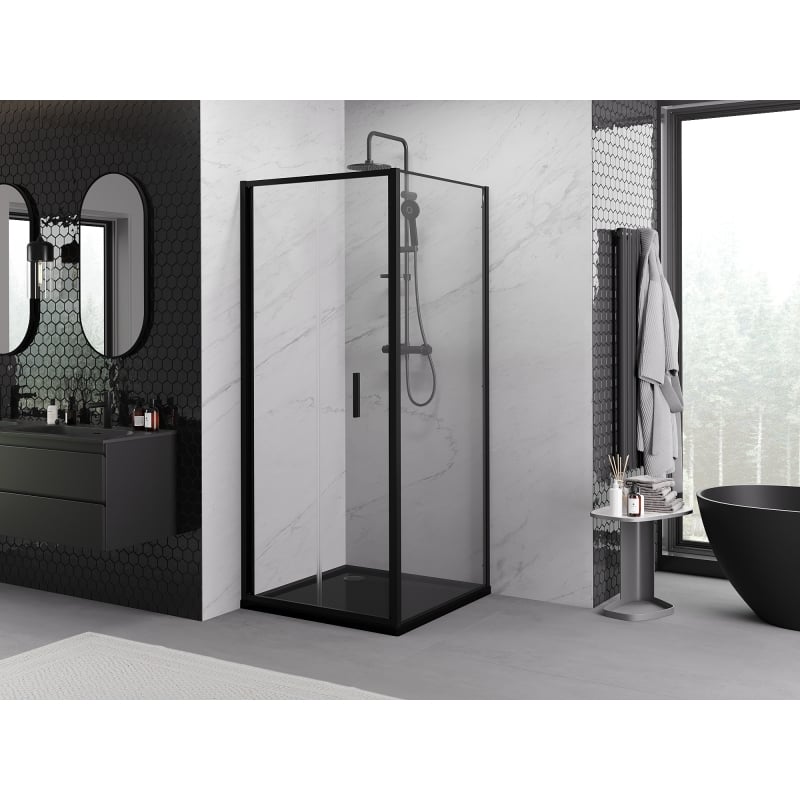 Mexen Exo cabine de douche pliable 85 x 85 cm, transparent, noir - 816-085-085-70-00