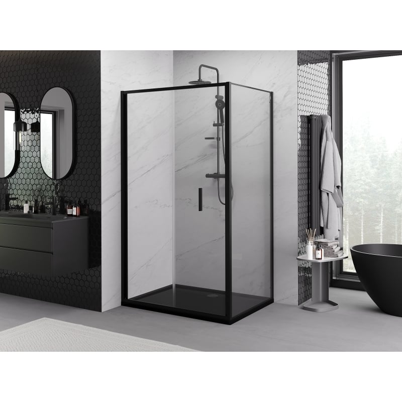 Mexen Exo-F cabina doccia pieghevole 75 x 70 cm, trasparente, nero - 816-075-070-70-00