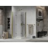 Mexen Lima Duo cabine de douche pliante 80 x 80 cm, transparente, dorée + receveur Flat - 856-080-080-50-02-4010G