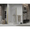 Mexen Lima Duo cabine de douche pliante 80 x 80 cm, transparente, dorée + receveur Flat - 856-080-080-50-02-4010G