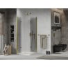 Mexen Lima Duo cabine de douche pliante 80 x 80 cm, transparente, dorée + receveur Flat - 856-080-080-50-02-4010G