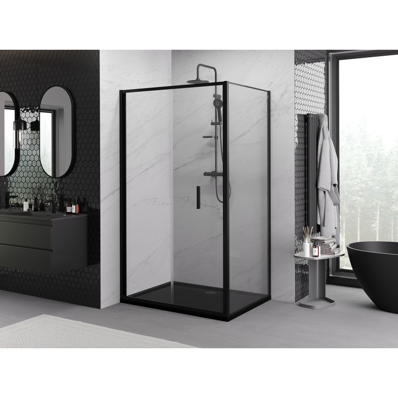 Mexen Exo-F taitettava suihkukaappi 100 x 90 cm, kirkas, musta - 816-100-090-70-00