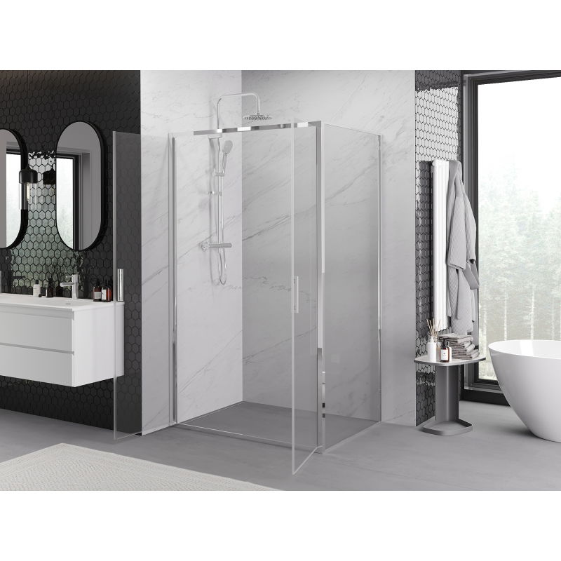 Mexen Exo Hinged Shower Cabin 80 x 85 cm, Transparent, Chrome - 814-080-085-01-00