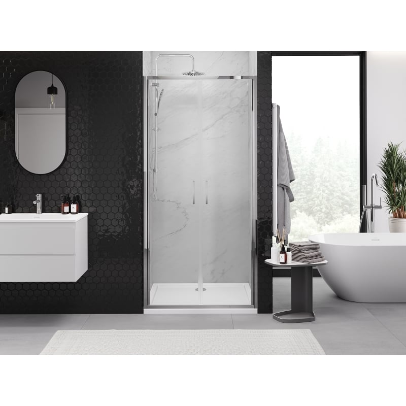 Mexen Exo-B Duo porta doccia doppia battente 100 cm, trasparente, cromo - 814-100-000-01-00