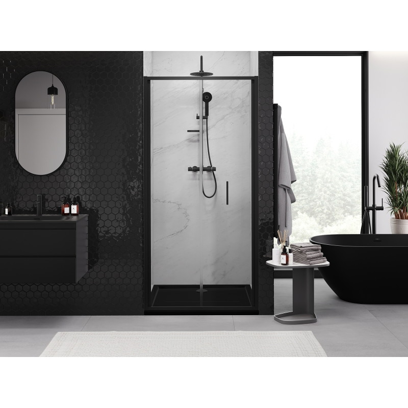 Mexen Exo-F drzwi prysznicowe składane 85 cm, transparent, czarne - 816-085-000-70-00