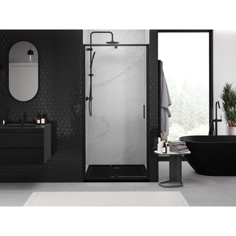 Mexen Exo-R drzwi prysznicowe uchylne 105 cm, transparent, czarne - 819-105-000-70-00