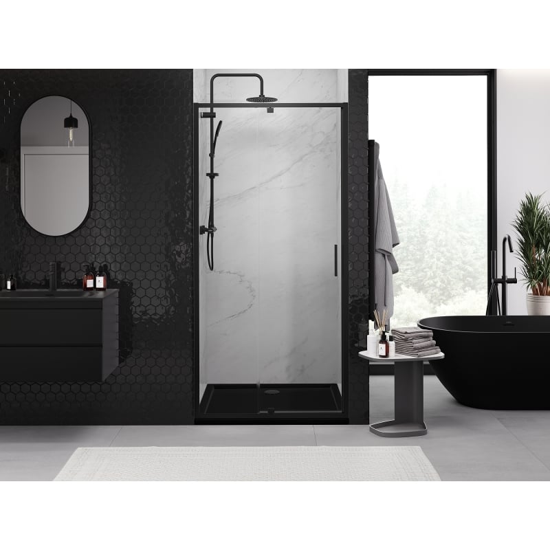 Mexen Exo hinged shower door 100 cm, transparent, black - 819-100-000-70-00