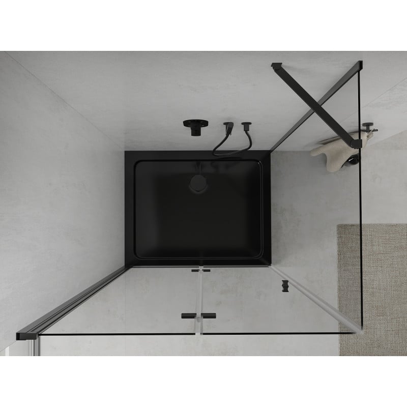 Mexen Lima opvouwbare douchecabine 90 x 100 cm, transparant, zwart + Flat douchebak, zwart - 856-090-100-70-00-4070B
