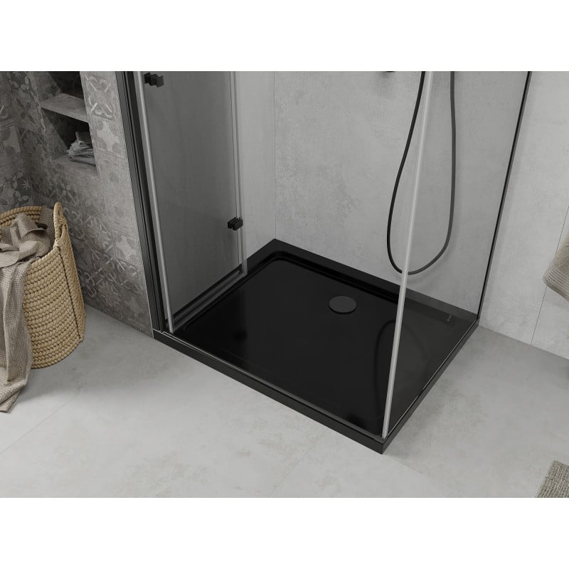 Mexen Lima opvouwbare douchecabine 90 x 100 cm, transparant, zwart + Flat douchebak, zwart - 856-090-100-70-00-4070B