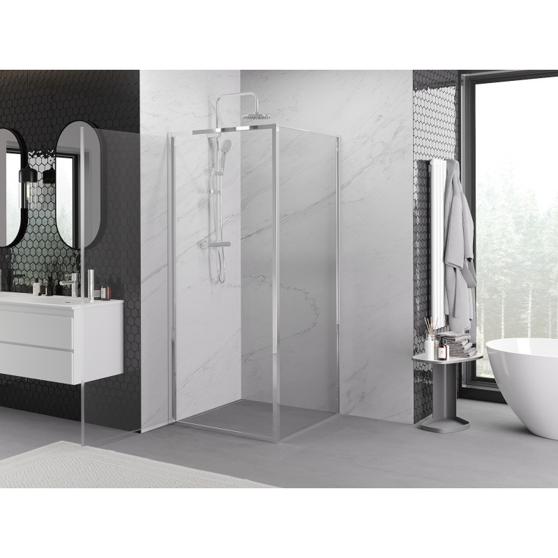 Mexen Exo-B cabina de ducha abatible 75 x 75 cm, transparente, cromo - 817-075-075-01-00