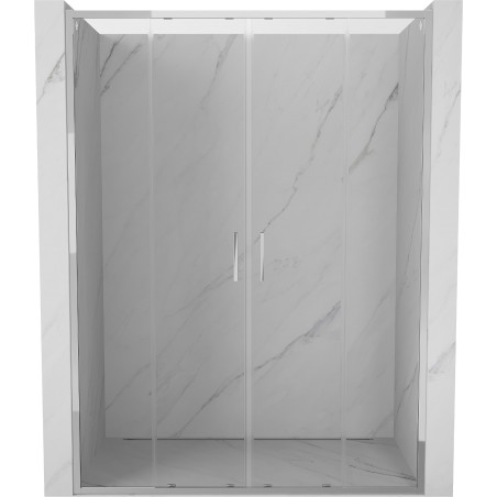Mexen Exo-S Duo puertas de ducha dobles correderas de 130 cm, transparentes, cromadas - 8152-130-000-01-00