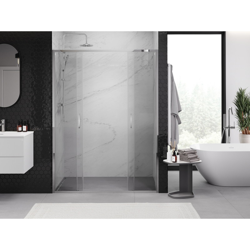 Mexen Exo drzwi prysznicowe podwójne rozsuwane 130 cm, transparent, chrom - 8152-130-000-01-00
