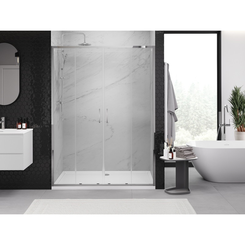 Mexen Exo-S Duo puerta de ducha corrediza doble de 140 cm, transparente, cromo - 8152-140-000-01-00