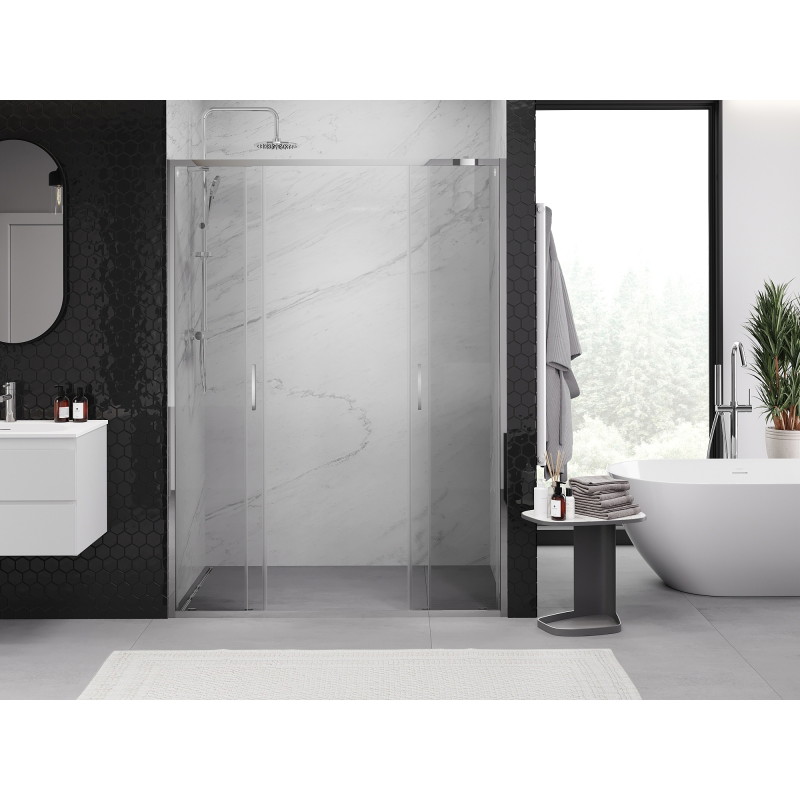 Mexen Exo-S Duo puerta de ducha doble corredera 150 cm, transparente, cromo - 8152-150-000-01-00