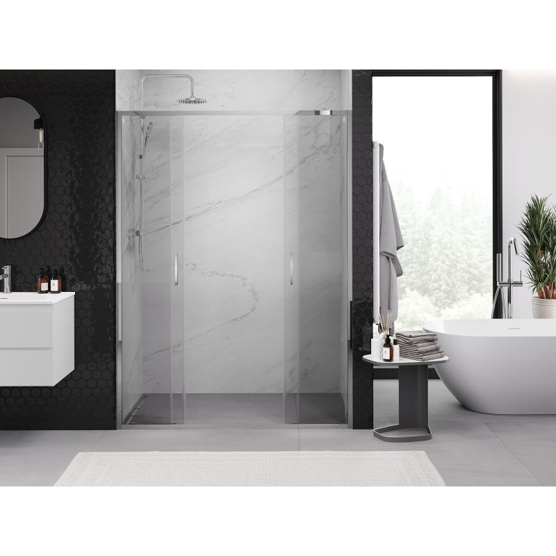 Mexen Exo double sliding shower door 160 cm, transparent, chrome - 8152-160-000-01-00