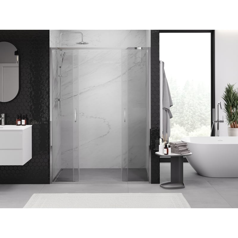 Mexen Exo-S Duo porte doccia doppie scorrevoli 160 cm, trasparenti, cromate - 8152-160-000-01-00