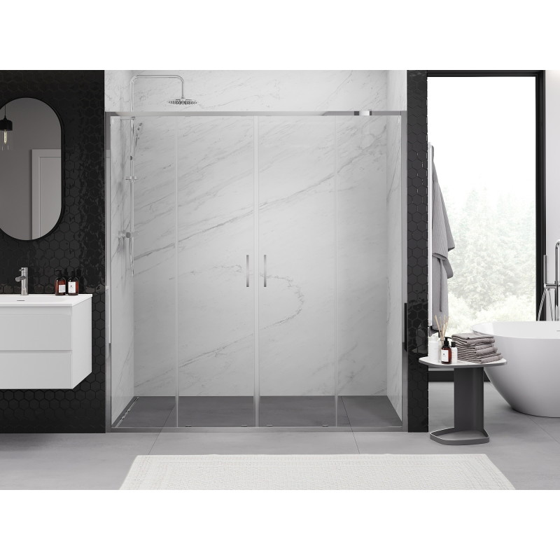 Mexen Exo-S Duo puertas de ducha deslizantes dobles de 180 cm, transparente, cromo - 8152-180-000-01-00