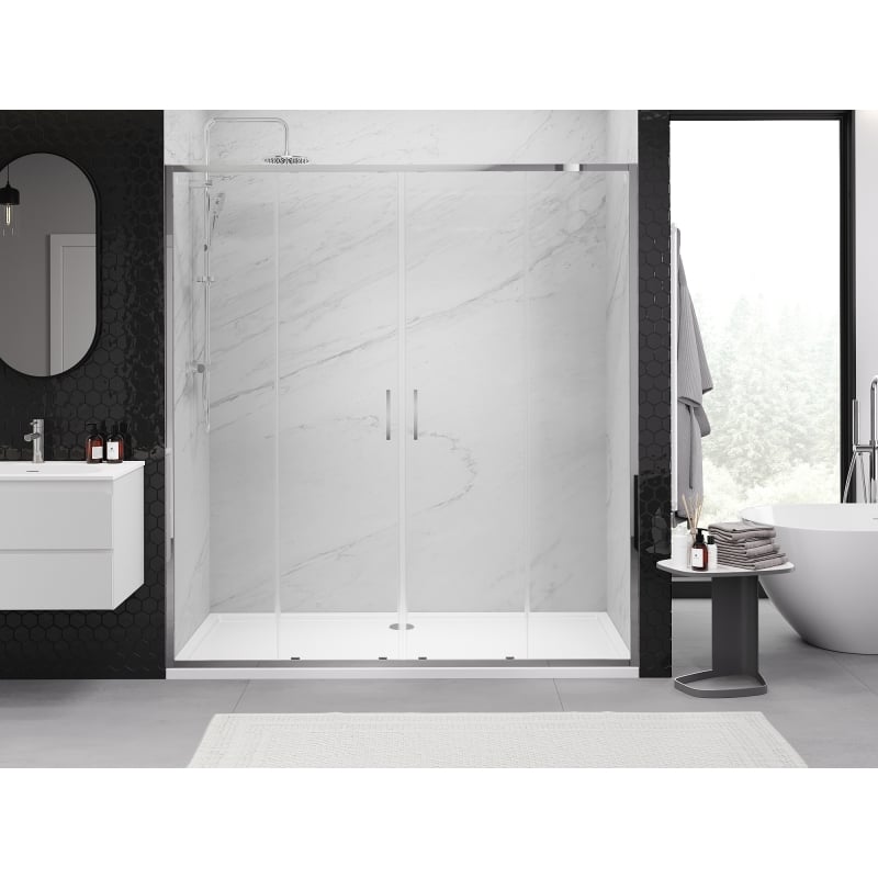 Mexen Exo-S Duo doppelte Schiebeduschtüren 190 cm, transparent, Chrom - 8152-190-000-01-00