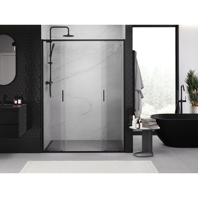 Mexen Exo porte de douche double coulissantes 130 cm, transparentes, noires - 8152-130-000-70-00