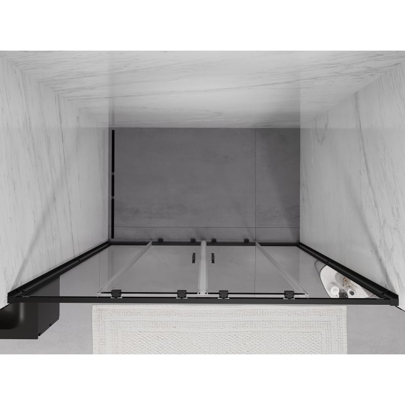 Mexen Exo drzwi prysznicowe podwójne rozsuwane 130 cm, transparent, czarne - 8152-130-000-70-00