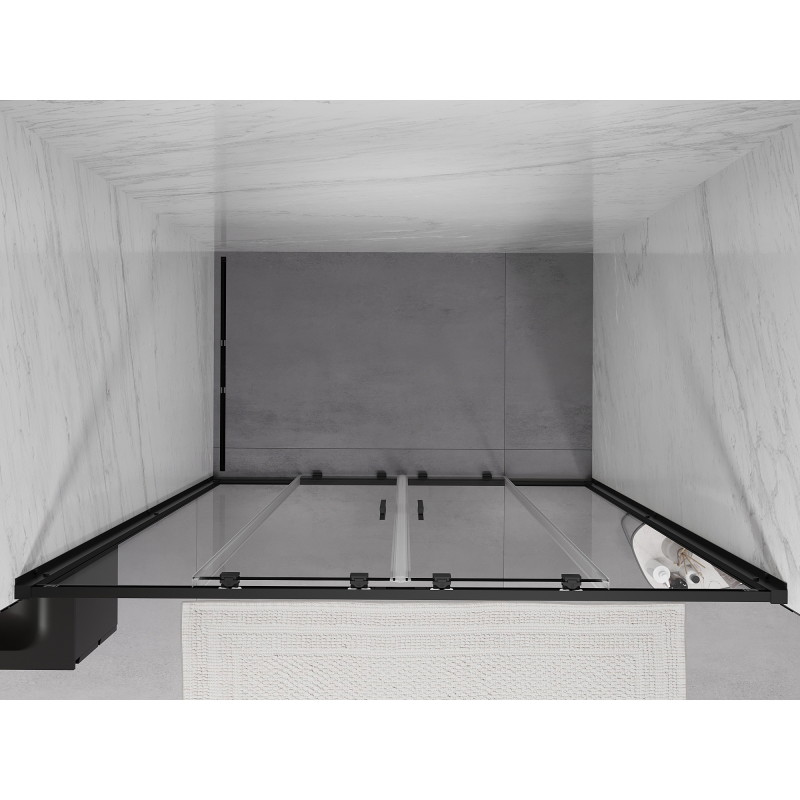 Mexen Exo-S Duo drzwi prysznicowe podwójne rozsuwane 130 cm, transparent, czarne - 8152-130-000-70-00