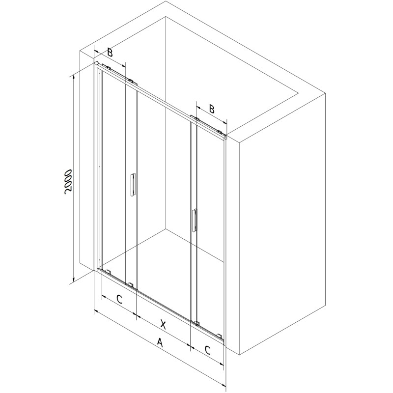 Mexen Exo-S Duo drzwi prysznicowe podwójne rozsuwane 130 cm, transparent, czarne - 8152-130-000-70-00