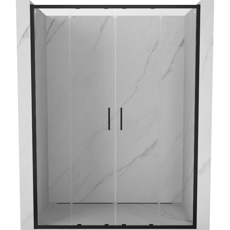 Mexen Exo Duschabtrennung doppelt schiebbar 150 cm, transparent, schwarz - 8152-150-000-70-00