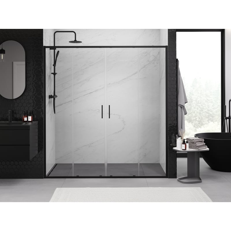 Mexen Exo-S Duo doppelt verschiebbare Duschabtrennung 180 cm, transparent, schwarz - 8152-180-000-70-00