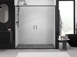 Mexen Exo double sliding shower door 180 cm, transparent, black - 8152-180-000-70-00