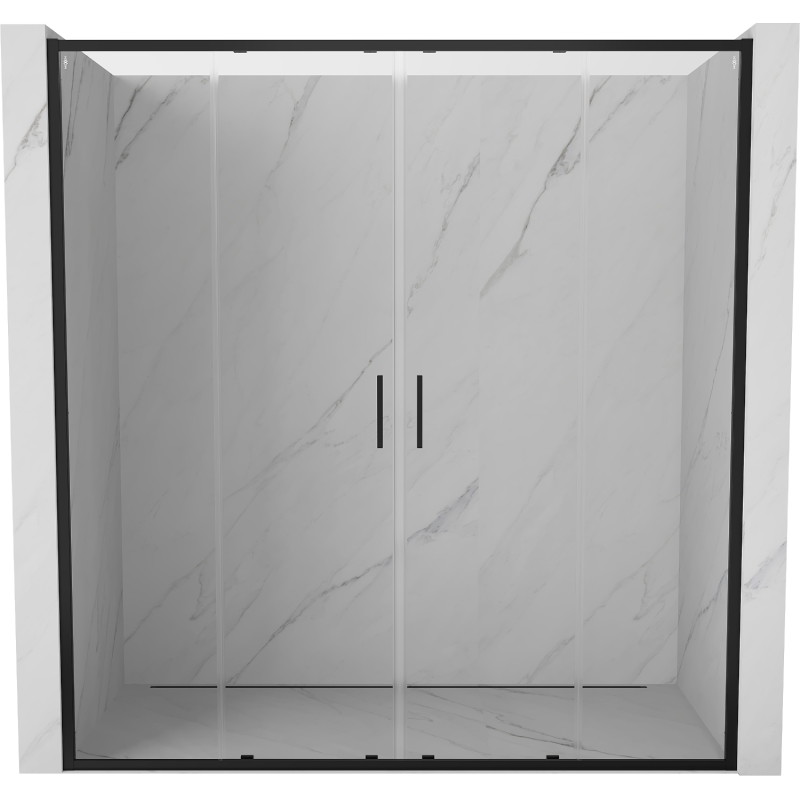 Mexen Exo-S Duo puertas de ducha dobles correderas 200 cm, transparentes, negras - 8152-200-000-70-00