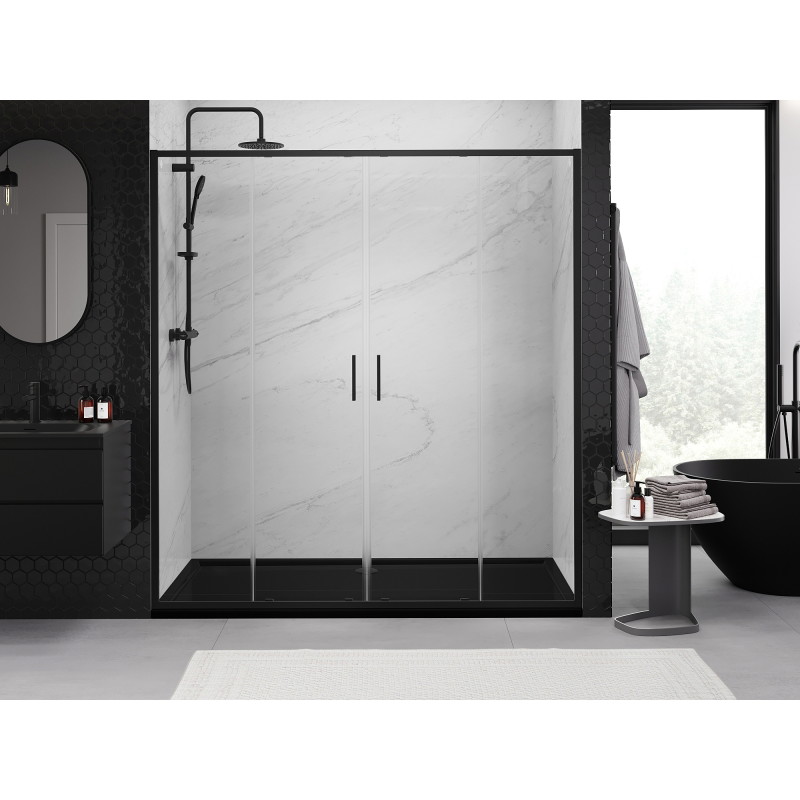 Mexen Exo-S Duo puertas de ducha dobles correderas 200 cm, transparentes, negras - 8152-200-000-70-00