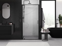 Mexen Exo porta de duche de abrir 100 cm, transparente, preta - 8181-100-000-70-00