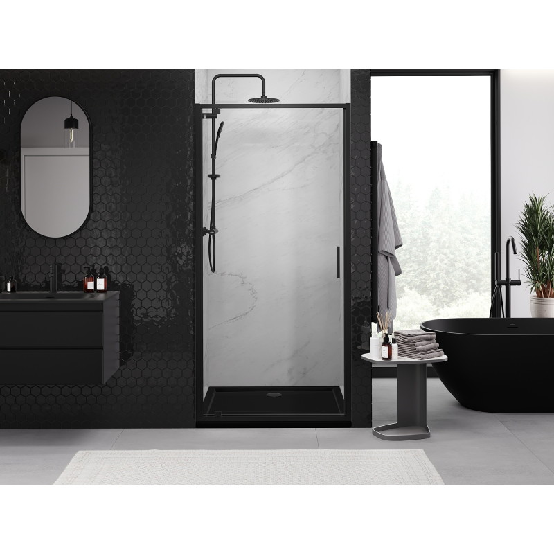 Mexen Exo-BR vrata za prho, 85 cm, prozorna, črna - 8181-085-000-70-00