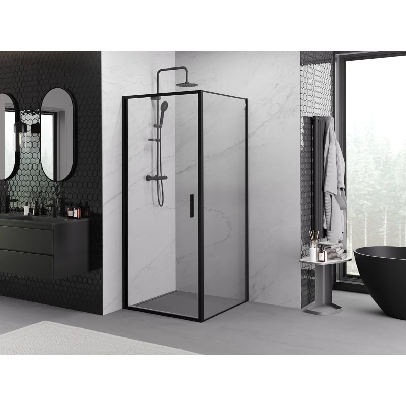 Mexen Exo-B Duschkabine schwenkbar 85 x 85 cm, transparent, schwarz - 817-085-085-70-00