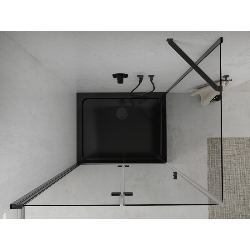Mexen Lima kokkupandav dušikabiin 100 x 80 cm, läbipaistev, must + dušialus Flat, must - 856-100-080-70-00-4070B