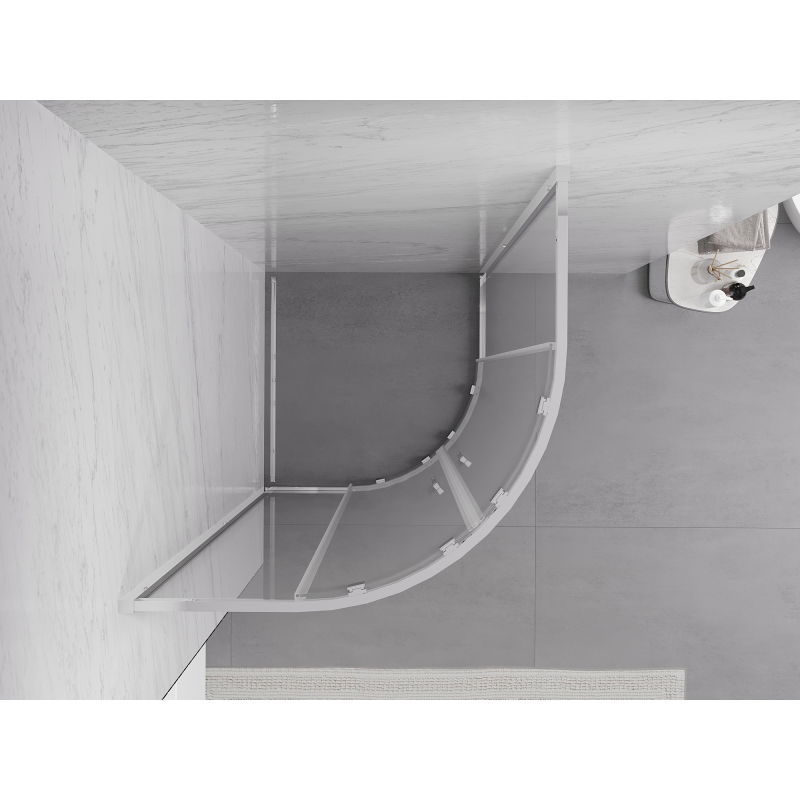 Mexen Exo cabina de ducha semicircular deslizante 80 x 80 cm, transparente, cromo - 8132-080-080-01-00