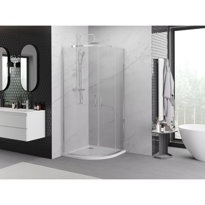 Mexen Exo-S Duo kabina prysznicowa półokrągła rozsuwana 90 x 90 cm, transparent, chrom - 8132-090-090-01-00