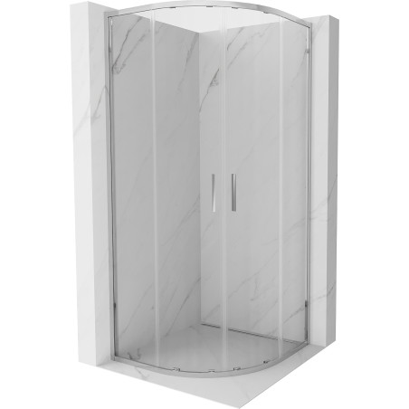 Mexen Exo-S Duo polkrožna drsna tuš kabina 100 x 100 cm, prozorna, krom - 8132-100-100-01-00