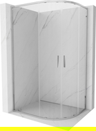 Cabine de douche asymétrique demi-ronde Mexen Exo 90 x 80 cm, transparent, chrome - 8132-090-080-01-00