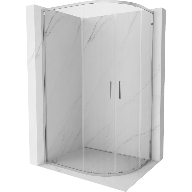Mexen Exo-S Duo asymmetrische, halbkreisförmige Duschkabine zum Schieben 100 x 90 cm, transparent, chrom - 8132-100-090-01-00