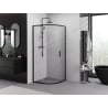 Mexen Exo-S Duo kabina prysznicowa półokrągła rozsuwana 80 x 80 cm, transparent, czarna - 8132-080-080-70-00