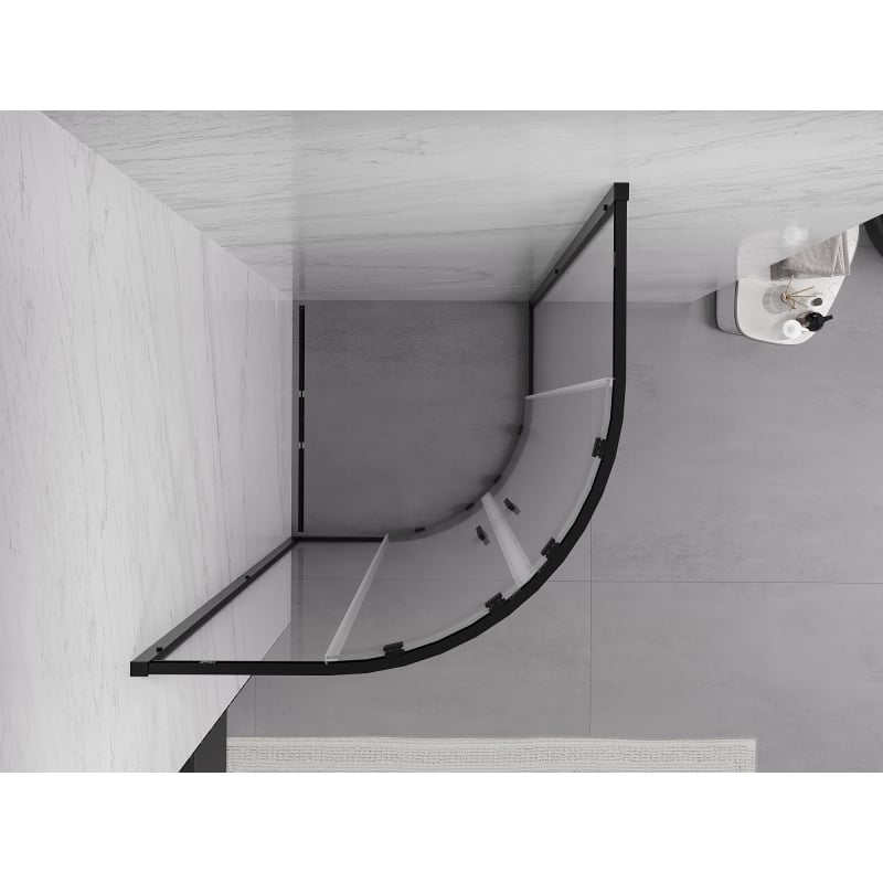 Mexen Exo cabine de douche semi-circulaire coulissante 80 x 80 cm, transparent, noir - 8132-080-080-70-00