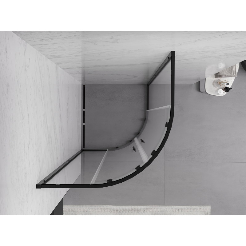 Mexen Exo-S Duo half rondeglide douchecabine 90 x 90 cm, transparant, zwart - 8132-090-090-70-00